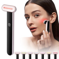7-Color LED Red Light Therapy Wand for Face & Neck — Microcurrent Vibration + Heating Therapy