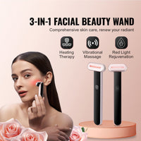 7-Color LED Red Light Therapy Wand for Face & Neck — Microcurrent Vibration + Heating Therapy